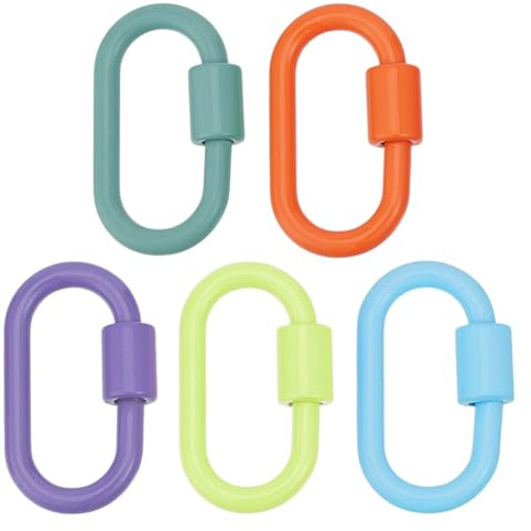 DELORIGIN 5Pcs Enamel Carabiner Lock Screw Carabiner Clip Hook Buckle Screw Locking Keychain 5 Colors Oval Keyring Holder Clasp for Handbag Climb Keychains Necklace Bracelets DIY Accessories