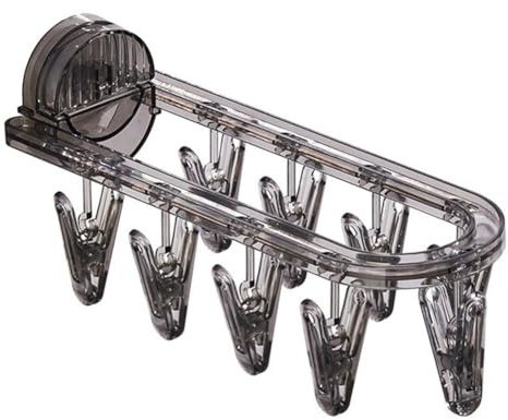 Flaroey 1PC Bathroom Suction Cup Drying Rack Folding Socks Drying Rack Household Clothes Rack Multi Clip Drying Socks Artifact,A