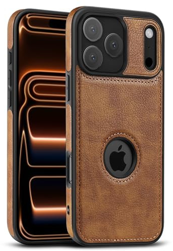 AIOVETEAB Hülle für iPhone 17 Pro Max Premium PU Leder Anti-Rutsch Anti-Kratzer Stoßfest Vollständige Schutzhülle Handyhüllen Case Cover,Braun