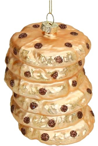 HD Collection Christbaumschmuck Glas 9,5cm - Keks-Stapel Aufhängen - Weihnachtsbaum Anhänger für Weihnachten - Christbaumanhänger & Weihnachtsbaumschmuck - Hellbraun