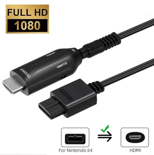 Câble pour Nintendo 64 vers HDMI 1080p – 1 m – Adaptateur Vidéo Audio Plug & Play pour N64 – Branchez votre console en HDMI – Straße Game®