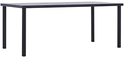 Zeehear Table à manger moderne noire et gris béton, 180 x 90 x 75 cm, panneau MDF avec grain de bois, cadre en métal robuste pour cuisine et salle à manger