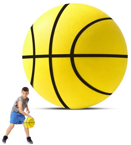 Silent Basketball Größe 7(24cm/9,4 Zoll) 2026 Upgrade Dribbling Indoor Lautloser Basketball, Leiser Indoor Hochbelastbarer Hochelastisch Schaumstoffball für Training im Raum, Lightweight Training Ball