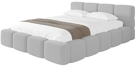 ALTDECOR Polsterbett mit Bettkasten und Lattenrost, Bett mit Kopfteil, Boxbett ohne Matratze, Doppelbett mit Stauraum - NATA-v1 120x200 Hellgrau