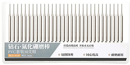 Ticfox Brocas para Tallar Fresas de Diamante, Juego Surtido de Fresas de Molienda de 30 Piezas de 1 Mm, Accesorios para Amoladora Eléctrica de Cabeza Plana Cilíndrica de Esmeril p