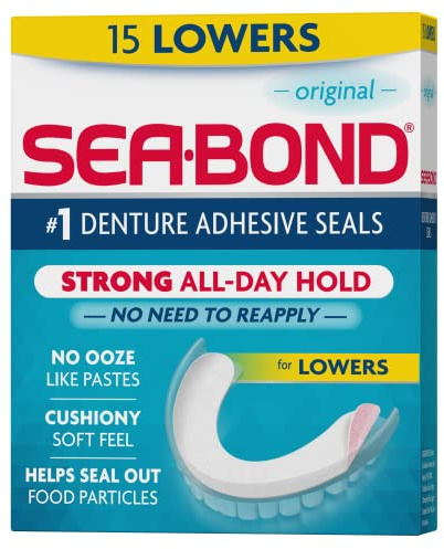 Sea Bond Secure Prothesenkleberdichtungen, Original Senker, zinkfrei, ganztägiger Halt, schmutzfrei, 15 Stück (1 Stück)