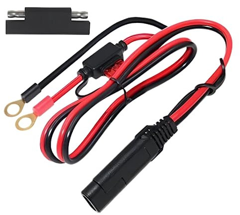 KUNCAN SAE Connector to O Ring Terminal Harness Wire, 2 Pin Lug Quick Disconnect Extension Cable, Eyelet Terminal Charge Cord for Motorcycle, Car, Tractor, 10A Fuse,2FT