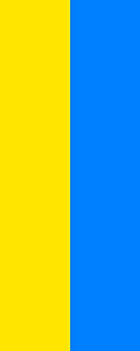U24 Fahne Flagge Gelb-Blau im Hochformat Premiumqualität 120 x 300 cm