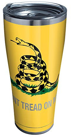 Tervis 1261374 Gadsden Flag - Don't Tread On Me Edelstahlbecher mit klarem und schwarzem Hammerdeckel, Silber
