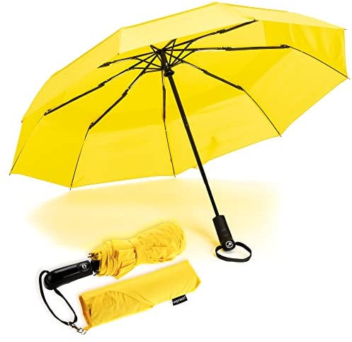 Ergonauts Regenschirm sturmfest - winddichter Doppel Baldachin Taschenschirm und Schirm Umbrella - Teflonbeschichtung, ergonomischer Griff und Auf-Zu-Automatik für Damen und Herren mit Tragehülle