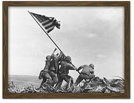 Rosenthal Raising Flag Iwo Jima Iconic WWII Photo Artwork Framed Wall Art Print 45,7 x 61 cm