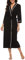 Vlazom Womens Dressing Gown Soft Kimono Robe V-Neck Long Knit Bathrobe Nightwear Sleepwear for All Seasons, Black, L