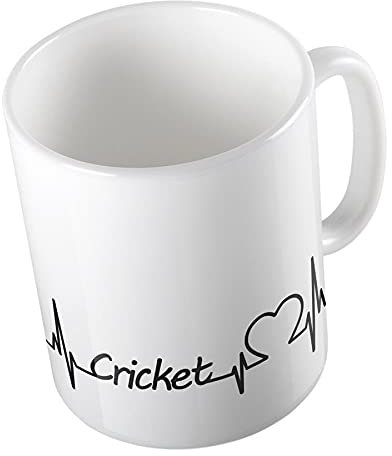 Hellweg Druckerei Huuraa Kaffeetasse Cricket Herzschlag Puls Geschenk Idee Keramik 330ml Kaffee-Becher mit Namen deiner lieblings Sportart