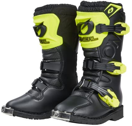 O'NEAL | Stivali Motocross | Bambini | Enduro Moto | Comodo Air-Mesh, quattro fibbie, materiale sintetico di alta qualità | Stivali Rider Pro Youth | Nero Neon Yellow | Taglia 4/36