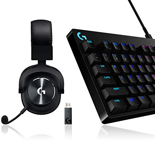 Logitech G PRO X LIGHTSPEED Gaming-Headset (2. Generation) mit Blue VO!CE + Logitech G PRO TKL mechanische Gaming-Tastatur, GX-Blue Clicky Switches, LIGHTSYNC RGB