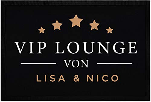 SpecialMe® Fußmatte mit Namen VIP Lounge personalisiebar mit Wunschnamen rutschfest & waschbar weiß 60x40cm