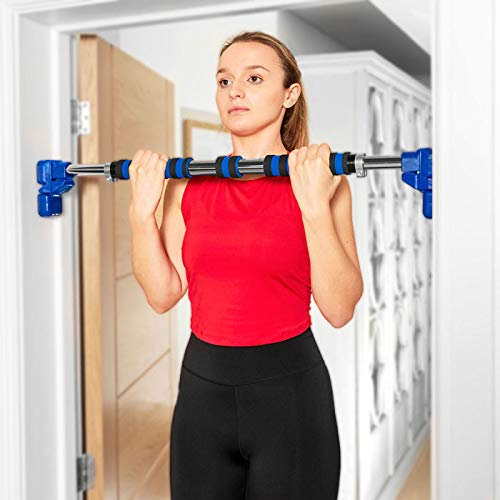 METIS Barra de Dominadas Extensible Barra Fija para Marco de Puerta Sin Tornillos con Cierre de Seguridad | Barra de Musculación para el Tren Superior | Pull Up Bar para Pared y Puerta (90-120cm)