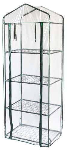 Mini Serre à 4 Étages Couverture Étanche Transparente en PVC Petites Étagères Cultiver des Plantes Jardin Cadre en Acier | Truelle Gratis