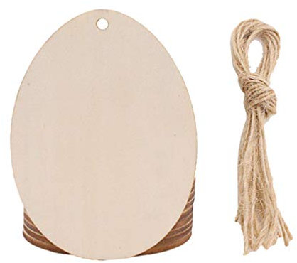 PRETYZOOM 20 Stücke Holz Ostereier zum Bemalen Aufhängen Ostern Anhänger DIY Holzscheiben zum Basteln Osterdeko Eier Geschenkanhänger Holzanhänger Kinder Bastelset Tischdeko Frühling Deko Hänger