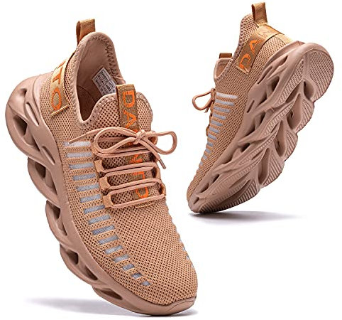 DANNTO Laufschuhe Herren Turnschuhe Damen Sneaker Leichte Atmungsaktiv rutschfeste Sportschuhe Gym Fitness Outdoor Schuhe Fashion Straßenlaufschuhe Braun 43