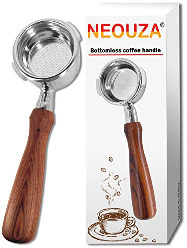 NEOUZA Porte-filtre sans fond pour machine à café expresso 58 mm compatible avec GAGGIA Classic Pro 304 en acier inoxydable à deux oreilles avec panier filtrant