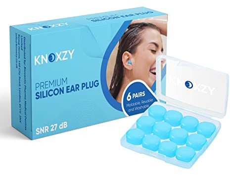 Knoxzy Silicone Ear Plugs for Sleeping Re-Usable Waterproof Noise Cancelling Premium Moldable Ear Plugs for Sleeping, Travelling, Studying Noise Reduction