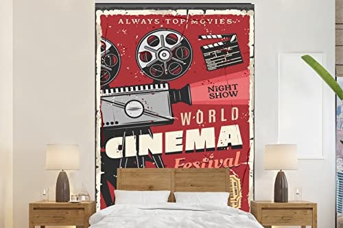 Selbstklebend Tapete Wandpapier Wandaufkleber Fototapete Tapeten Wanddeko 225x350 cm Kino - Jahrgang - Plakat - Retro