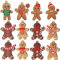 HERZWILD Lebkuchenmann Anhänger 12pcs Ingwer-Mann Lebkuchenmann Dekoration Lebkuchenmann Figur Weihnachtsbaumschmuck Anhänger Weihnachtsdeko Figuren Set (C)