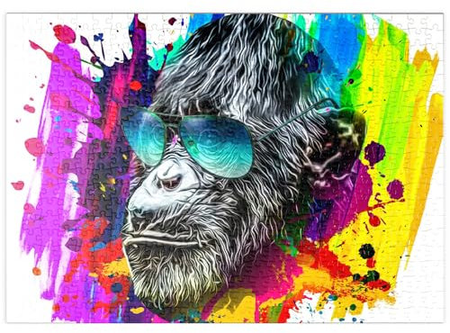MyPuzzle Farbiger künstlerischer AFFE mit Sonnenbrille - Premium 500 Teile Puzzle - MyPuzzle Sonderkollektion von Puzzle Galaxy