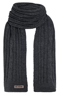 KNIT FACTORY - Elin Schal - Großer Strickschal für Damen und Herren - Bequemer Schal mit Wolle - Hochwertige Qualität - Anthrazit