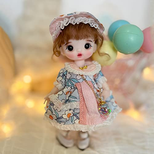 SISON BENNE 16cm BJD Puppe 1/8 1/12 Mini SD Puppen Ball Jointed Puppe DIY Spielzeug mit vollem Satz Kleidung Schuhe Perücke Make-up, Mädchen (23#)
