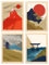 Nacnic Poster mit 4 japanischen Tempeln, Poster und Illustrationen mit orientalischer Ästhetik, Design und Dekoration für Innenräume, A4, mit holzfarbenem Rahmen.