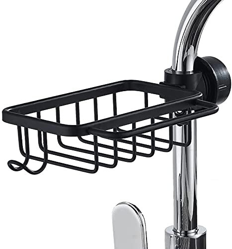 Celbon Spülbecken Organizer Schwammhalter Küche Spülablage Caddy Ordnungshelfer Wasserhahn Lagerregal Aluminium,Seifenhalter Hängend ohne Bohren