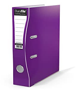 Durafile Aktenordner, lila Ordner, ergonomisch gebogener Rücken, Einzelordner, glänzende, robuste Kartonkonstruktion mit Metallmechanismus, geeignet für A4-Dokumente, Aufbewahrungsordner