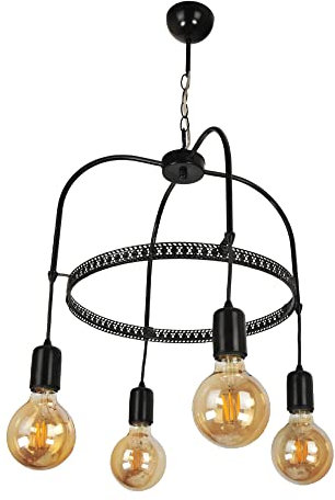 lux.pro Hängelampe Llandudno Pendelleuchte 4 x E27 Schwarz Hängeleuchte Wohnzimmer 4-flammig industrial Metall Deckenlampe hängend