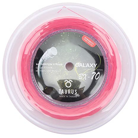 Otufan Corde De Badminton, 200 M/656.2ft Nylon Élasticité Exceptionnelle Résistant à la Rouille Chaîne De Raquettes De Badminton pour la Réparation De Raquettes De Badminton(Rose)