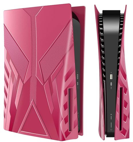 Mooroer Carcasa de Repuesto para Playstation 5, Funda Frontal Cubierta de Consola para Consola de PS5, Carcasa de Placa Repuesto Rígida, Antipolvo, Arañazos y a Prueba de Golpes para PS5 - Rosa