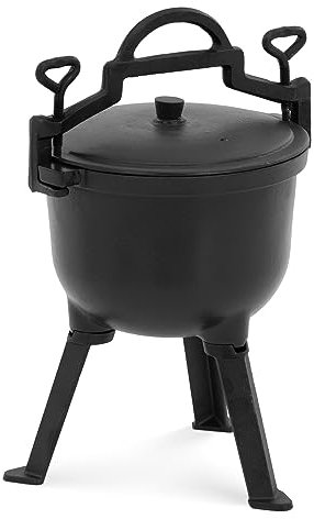 Royal Catering RC-POT-05 - Horno holandés con tapa y 3 patas, 4 L, interior esmaltado, con gancho para colgar, olla de hierro fundido