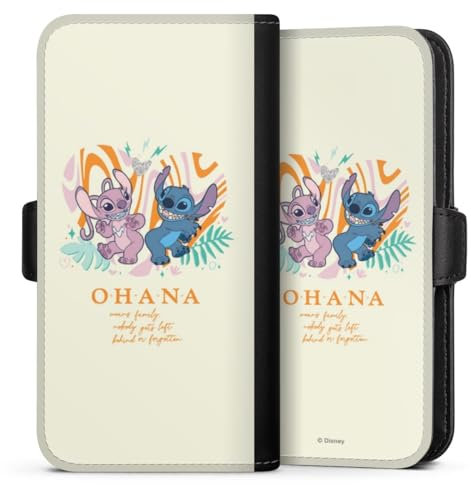DeinDesign Flip Case kompatibel mit Apple iPhone 14 Pro Max Handyhülle aus Kunst Leder schwarz Klapphülle Lilo & Stitch Offizielles Lizenzprodukt Disney