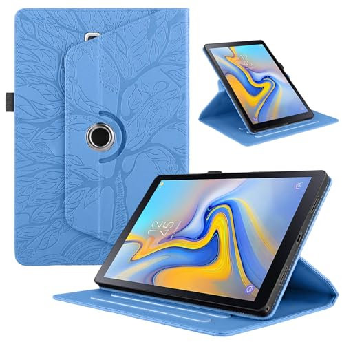 TEDTIKJT Tablets Funda Compatible con Samsung Galaxy Tab S4 10.5 2018 PU Cuero Carcasa Protectora 360 Giratoria Soporte Case SM-T830/T835 Carcasa Samsung Galaxy Tab S4, Azul Árboles
