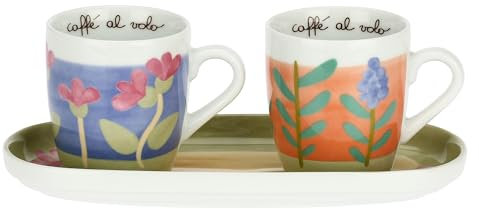 THUN Set 2 mug con vassoio in porcellana Sorprese di Pasqua