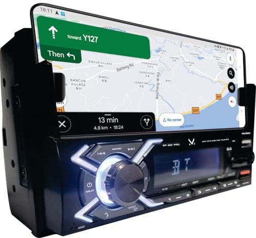 Majestic SA 600 PRO - Sistema Audio Car DOPPIO DIN con supporto per smartphone, Wireless Audio, Lettore MP3/WMA da USB/Micro SD, USB per ricarica, Aux-IN, Telecomando, 180W (45W x 4ch), Nero
