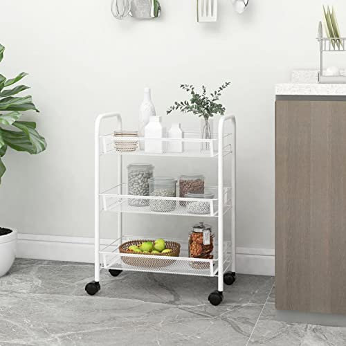 ARKEM Carrito de Cocina 3 Niveles Hierro Blanco 46x26x64 cm Muebles De Cocina Auxiliares Isla Cocina Mueble