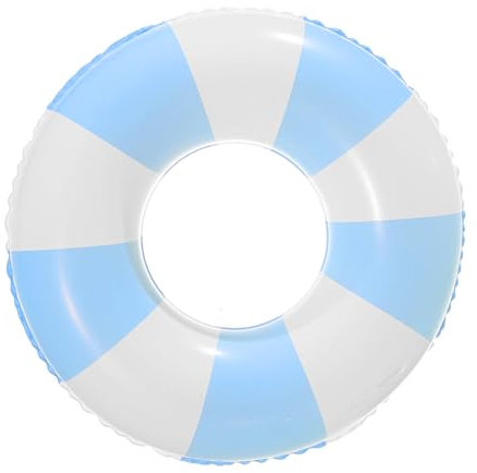 1 bouée gonflable pour enfants, bleu et blanc, à rayures, bouée d'exercice, bouée de natation épaisse, convient pour les fêtes d'été sur la plage et la piscine
