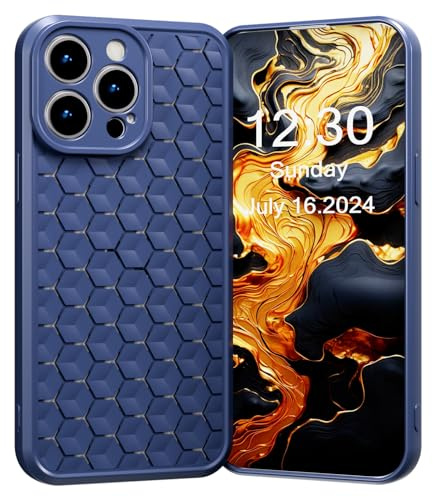 SharkProten Breathable Case for Apple iPhone 15 Pro Max, Heat Dissipation Breathable Cooling Case Ultra-thin TPU Anti-Scratch Anti-Fingerprint Phone Case, Blue