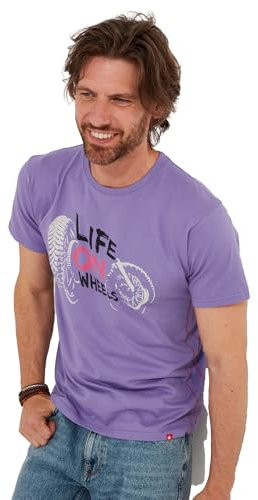 Joe Browns Men's Fashion Life on Wheels Slogan Short Sleeve Graphic T-Shirt, Purple, Regular Fit, L