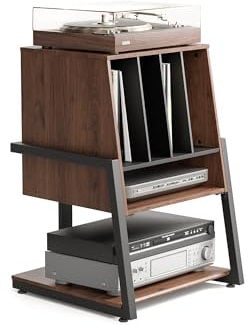 FITUEYES Design Plattenspieler Tisch HiFi Rack Für Plattenspieler Schallplatten Kompaktanlage Plattenspieler Regal Modern elegant Eiffel Serie
