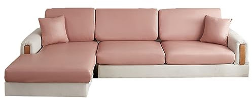 ESOUY Super dehnbarer Sofabezug, dehnbarer, elastischer Sofa-Sitzkissenbezug, Ledersofa-Kissenbezug, Hunde- und Haustierfreundlich, universell (Rosa, Chaiselongue-Bezug)