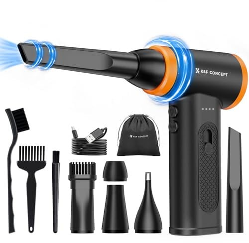 K&F Concept Souffleur Air Comprimé- 120000TR/Min, Dépoussiérants Puissants électrique avec Batterie 5000mAh, Mini Air Comprimé Duster pour Clavier,Voiture, PC