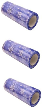 Hohopeti 3pcs Tulle Yarn Christmas Snowflake Mesh Tulle Ribbon Snowflake Veil Snowflake Glitter Mesh Ribbon Snowflake Tulle Fabric Snowflake Fabric Winter Wedding Party Decor Snowglobe Blue